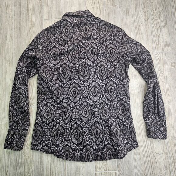 Panhandle Slim Western Shirt Womens Medium M Black Paisley‎ Pearl Snap - Picture 7 of 7